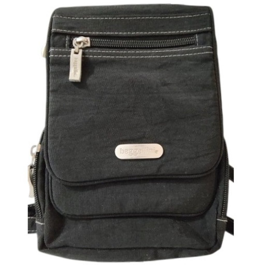 Baggallini Bon Voyage Crossbody Bag Black Nylon Travel Utility